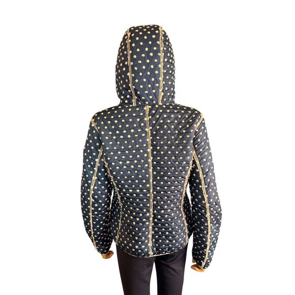 Almgwand Reversible Jacket Navy Polkadot/ Beige fleece S/M HTF - Picture 10 of 17